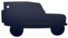 Navy blue car-shaped object with &#39;SEÑORBARBO&#39; text on a white background
