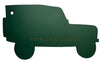 Green metal truck-shaped object with &#39;Senor Barbo&#39; branding on a white background