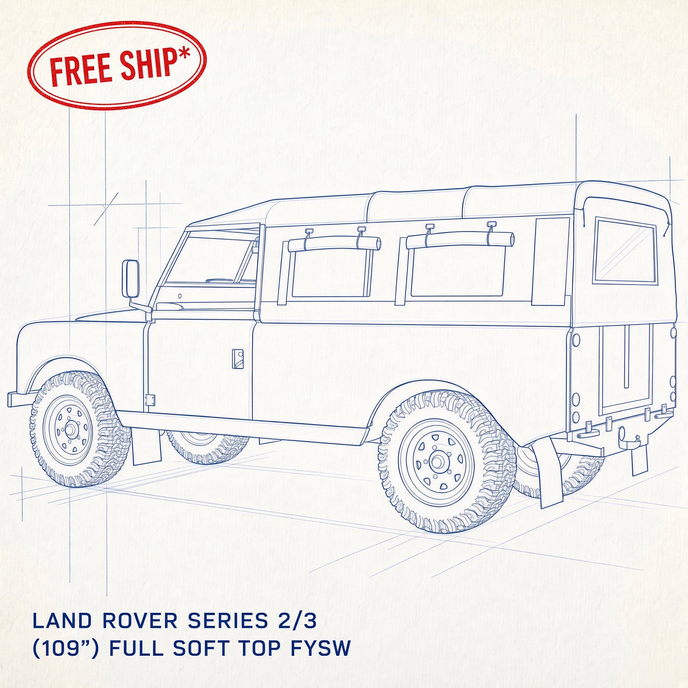 109" - Land Rover Series - Full Hood - With Side Windows (WSW)