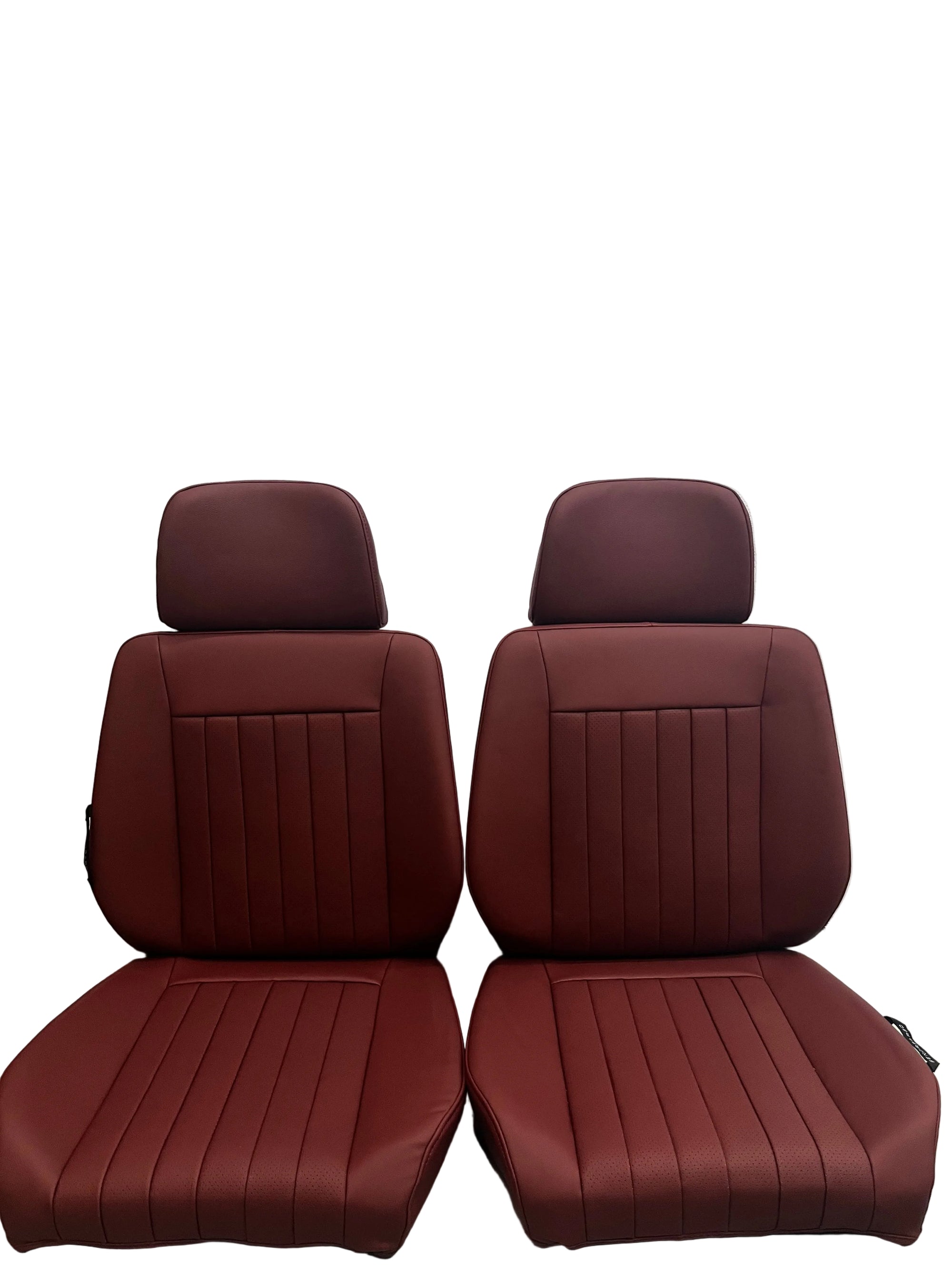 Brown car seat covers on a white floor