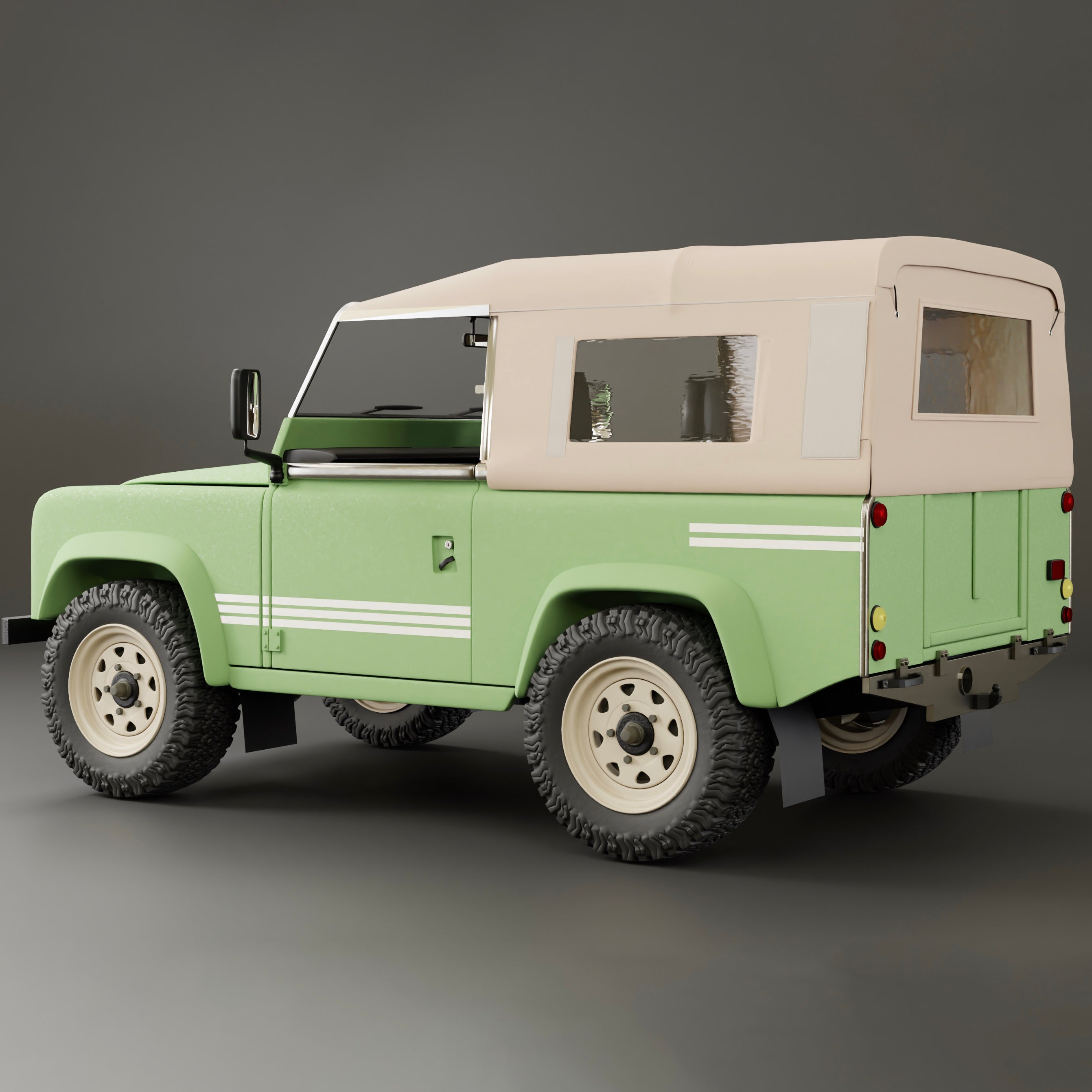Capot Souple Land Rover Defender 90 Señor Barbo – Sable Clair Avec Sangles