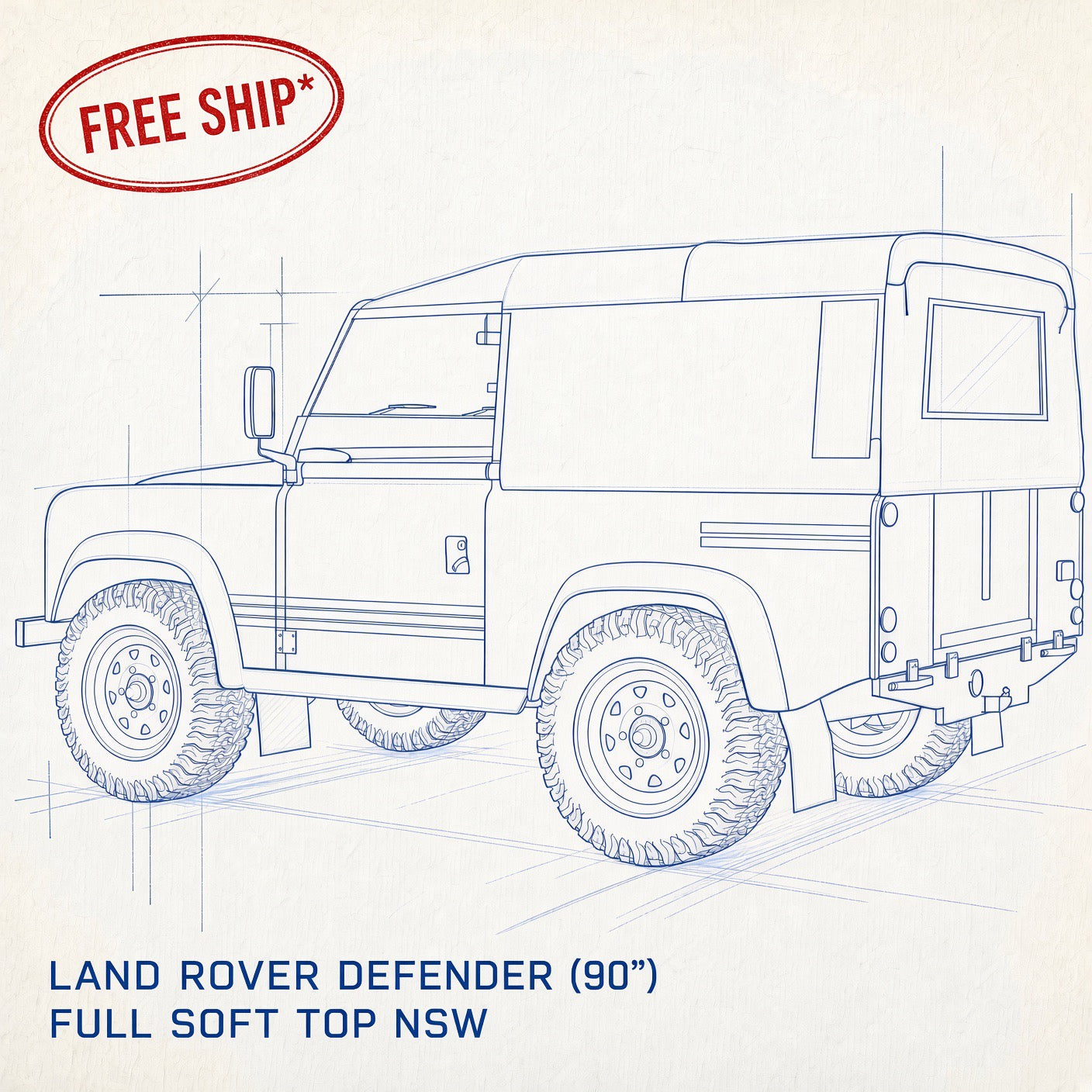 Land Rover Defender SWB 90" (Not NAS) Full Soft Top No Side Windows (NSW)
