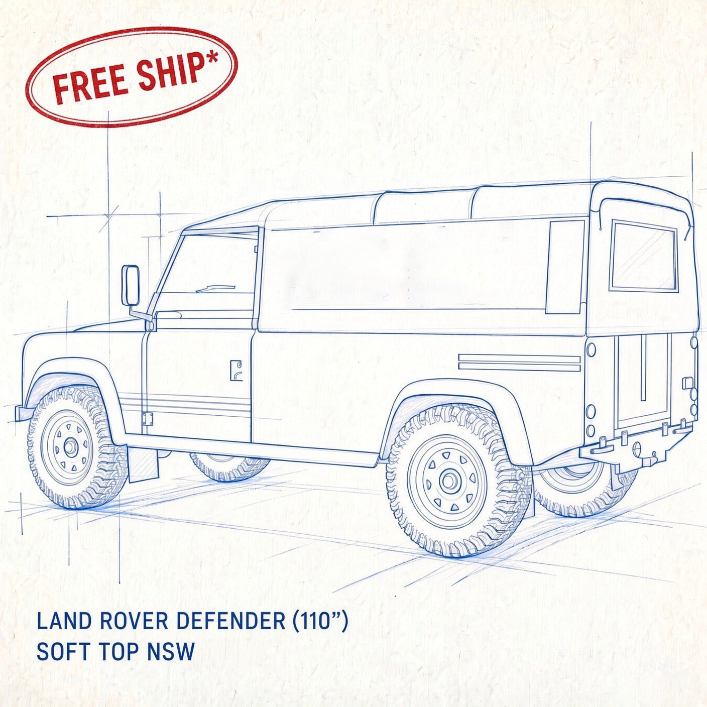 Land Rover Defender 110" (not NAS) Soft Top No Side Windows