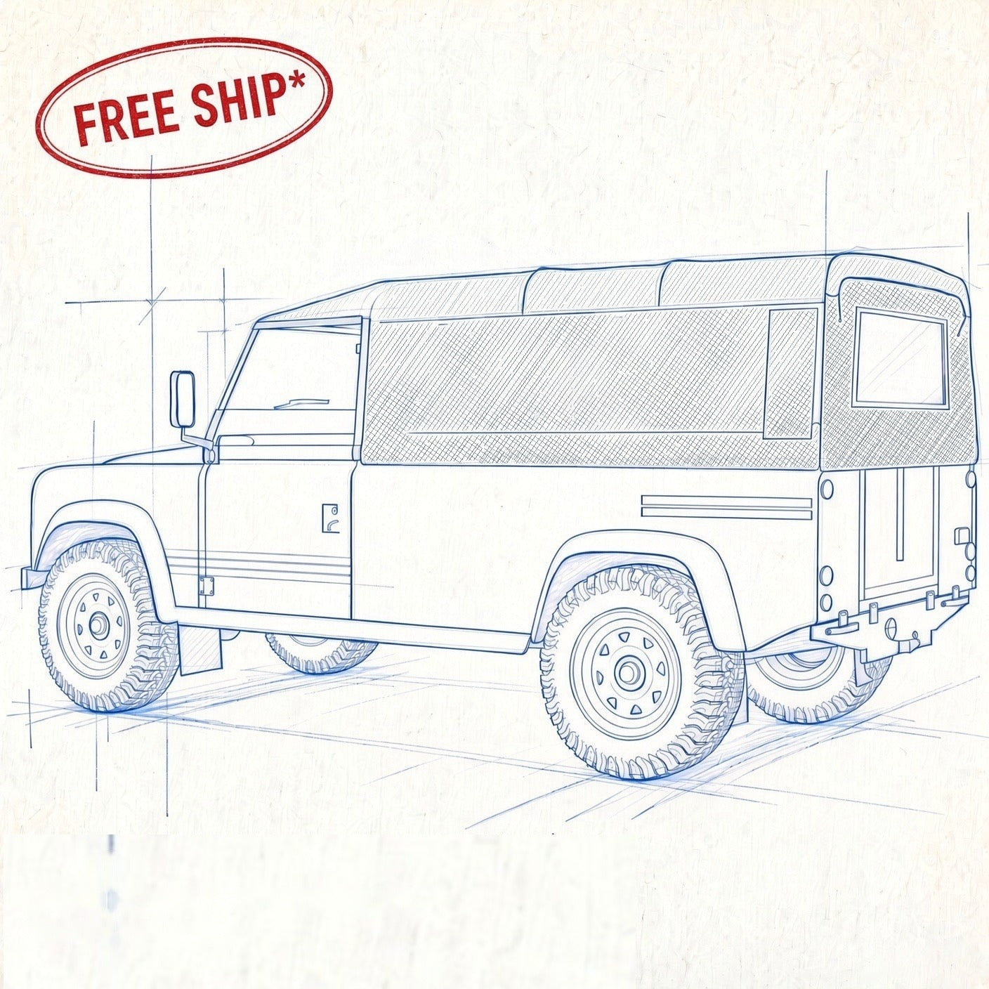 Land Rover Defender 110" (not NAS) Soft Top No Side Windows