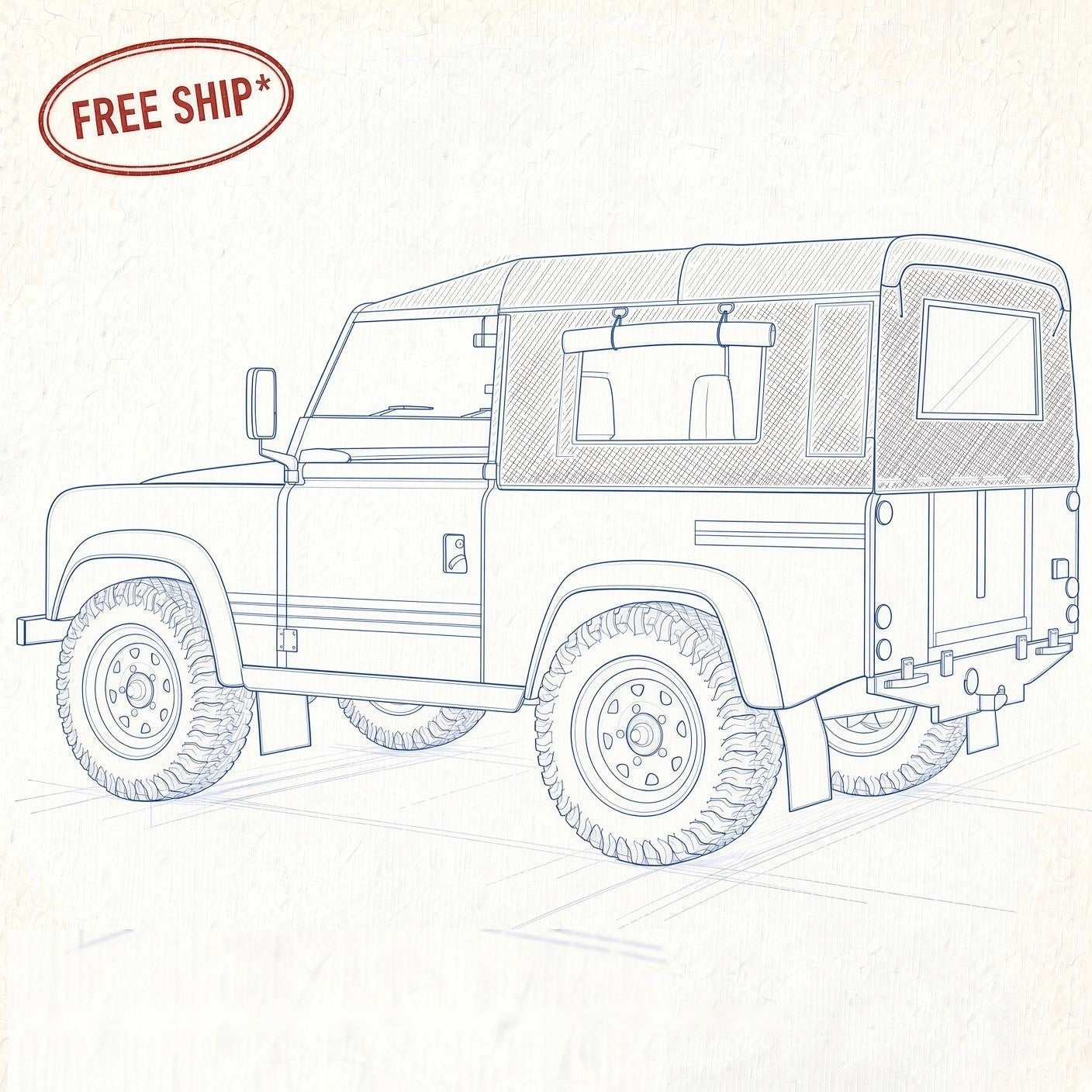 Land Rover Defender 90" (not NAS) Soft Top With Side Windows & Blinds (FYSW)