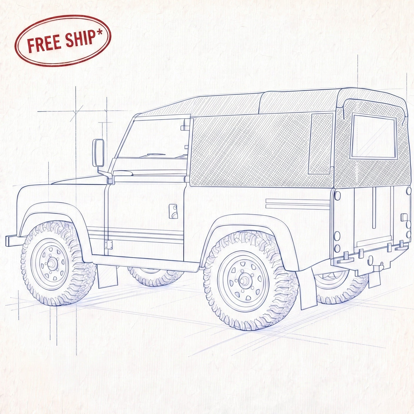 Land Rover Defender SWB 90" (Not NAS) Full Soft Top No Side Windows (NSW)