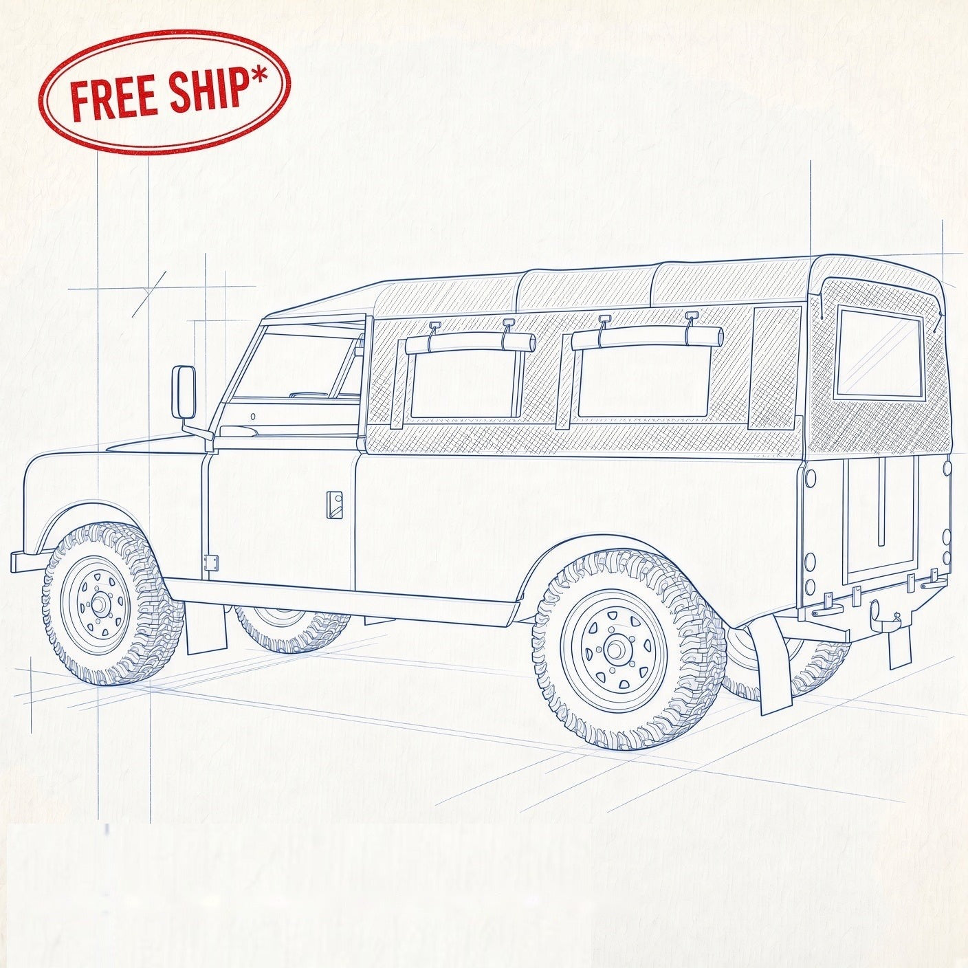 Land Rover Series 88" Soft Top/Hood With Side Windows & Blinds (FYSW)