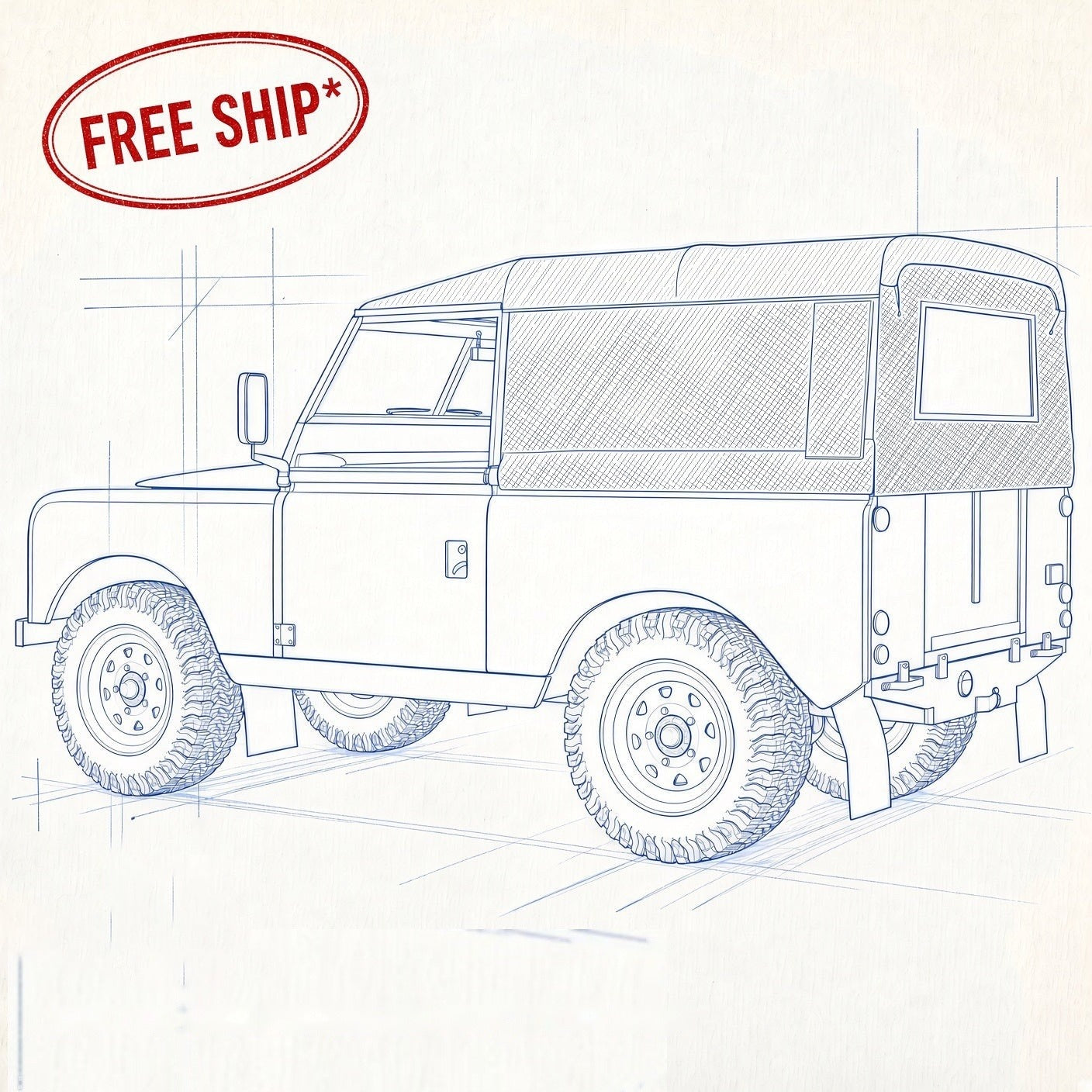 Land Rover Series 88"- Soft Top/Hood - No Side Windows (NSW)