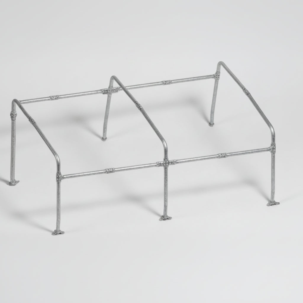 Metal frame structure on a white background