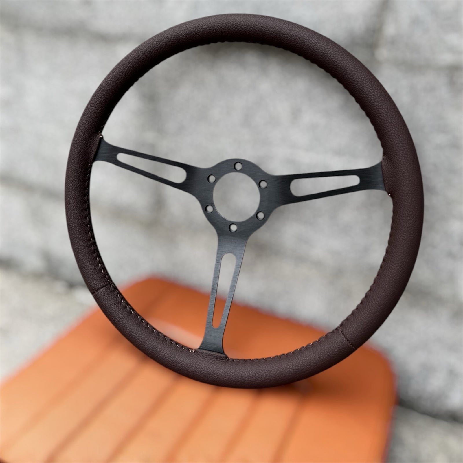 Sport Deep Dish Steering Wheel – 48 Spline – Fits Land Rover Defender – Wood, Black, Horn Button Included