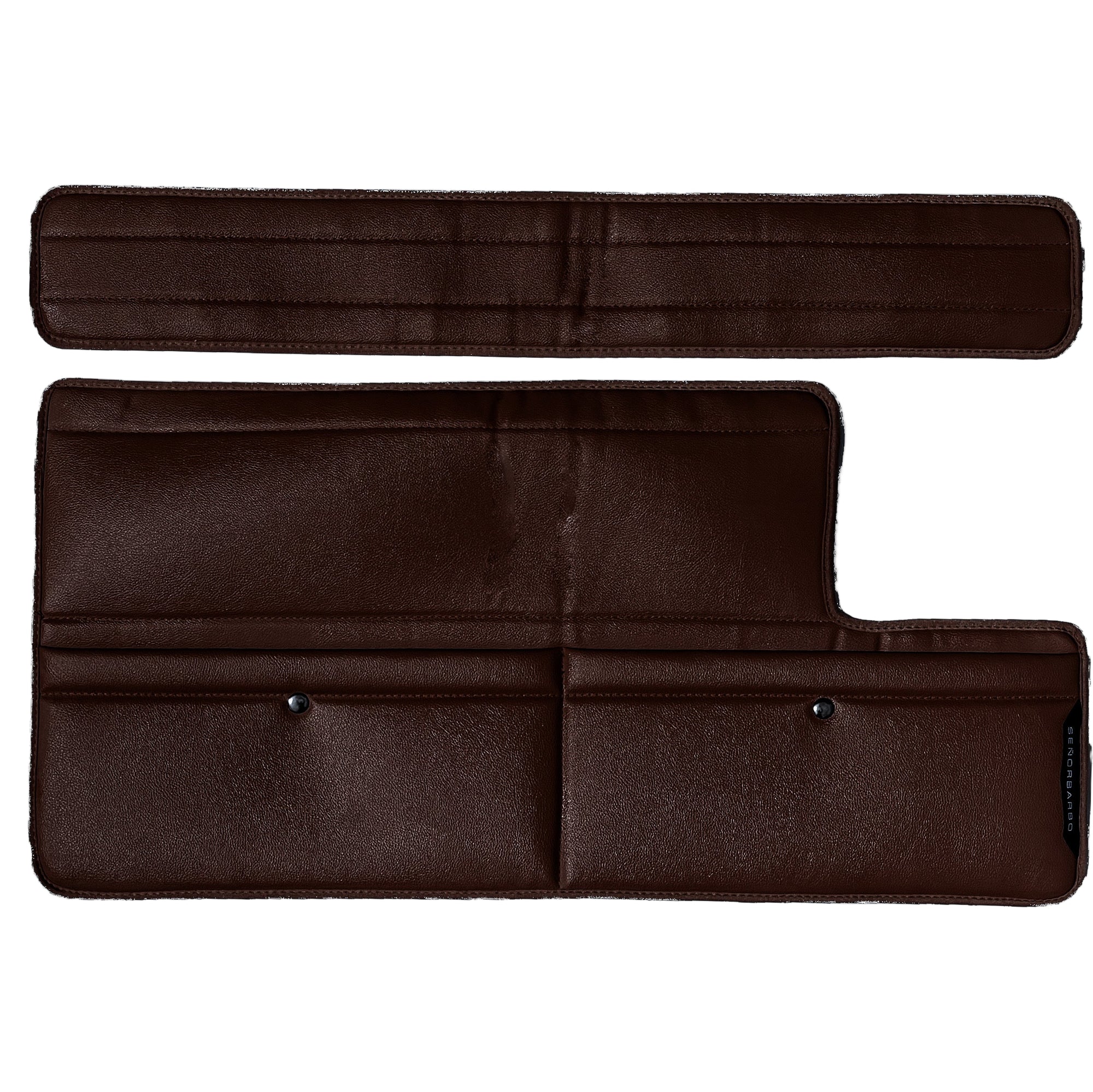Brown car door panels with a white background