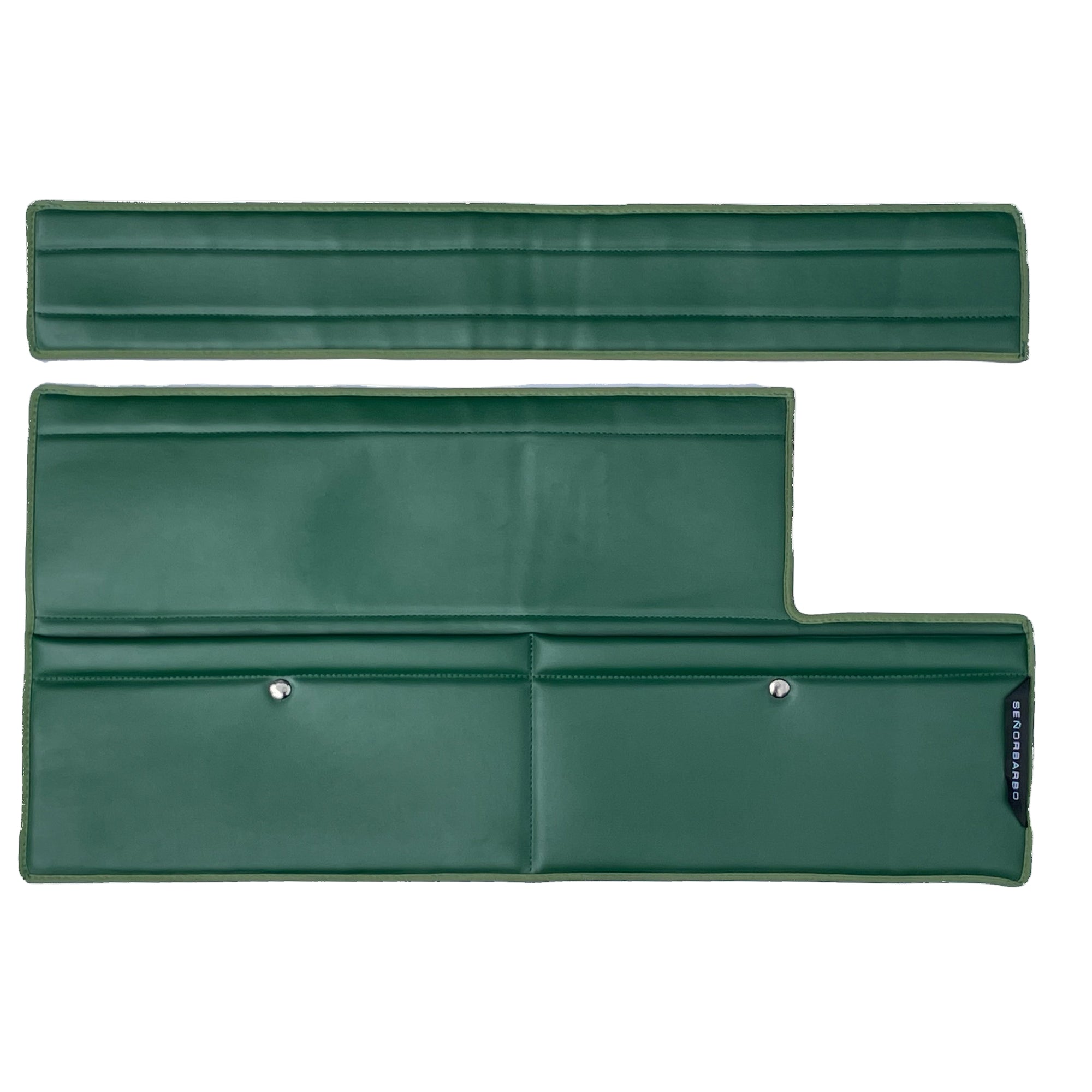 Two green car door on a white background