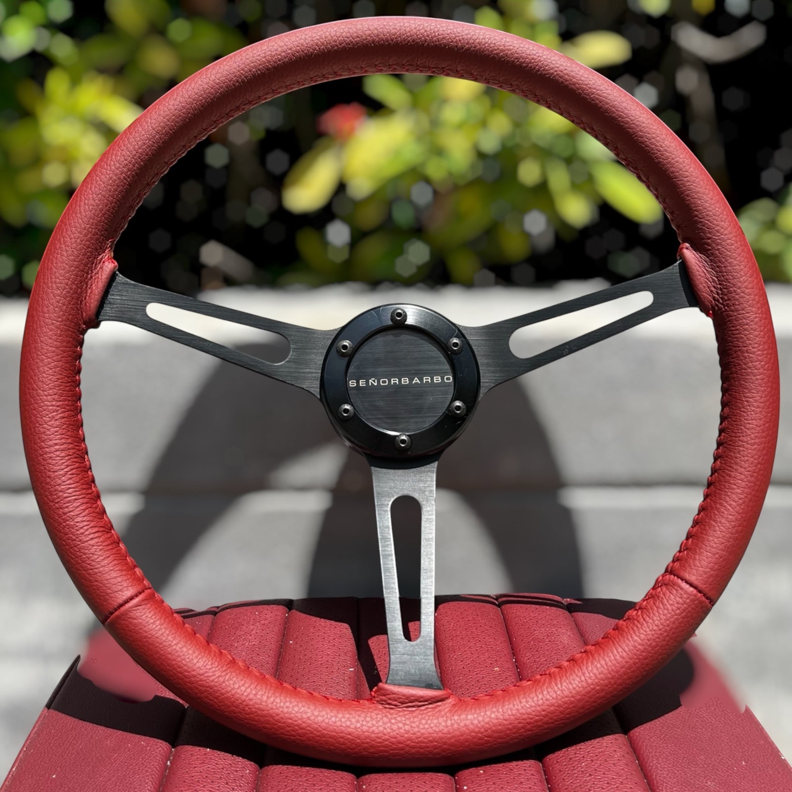 "Linares" - Customized Premium Real Leather - 15" Steering Wheel - (With Spline Boss & Ring Kit)