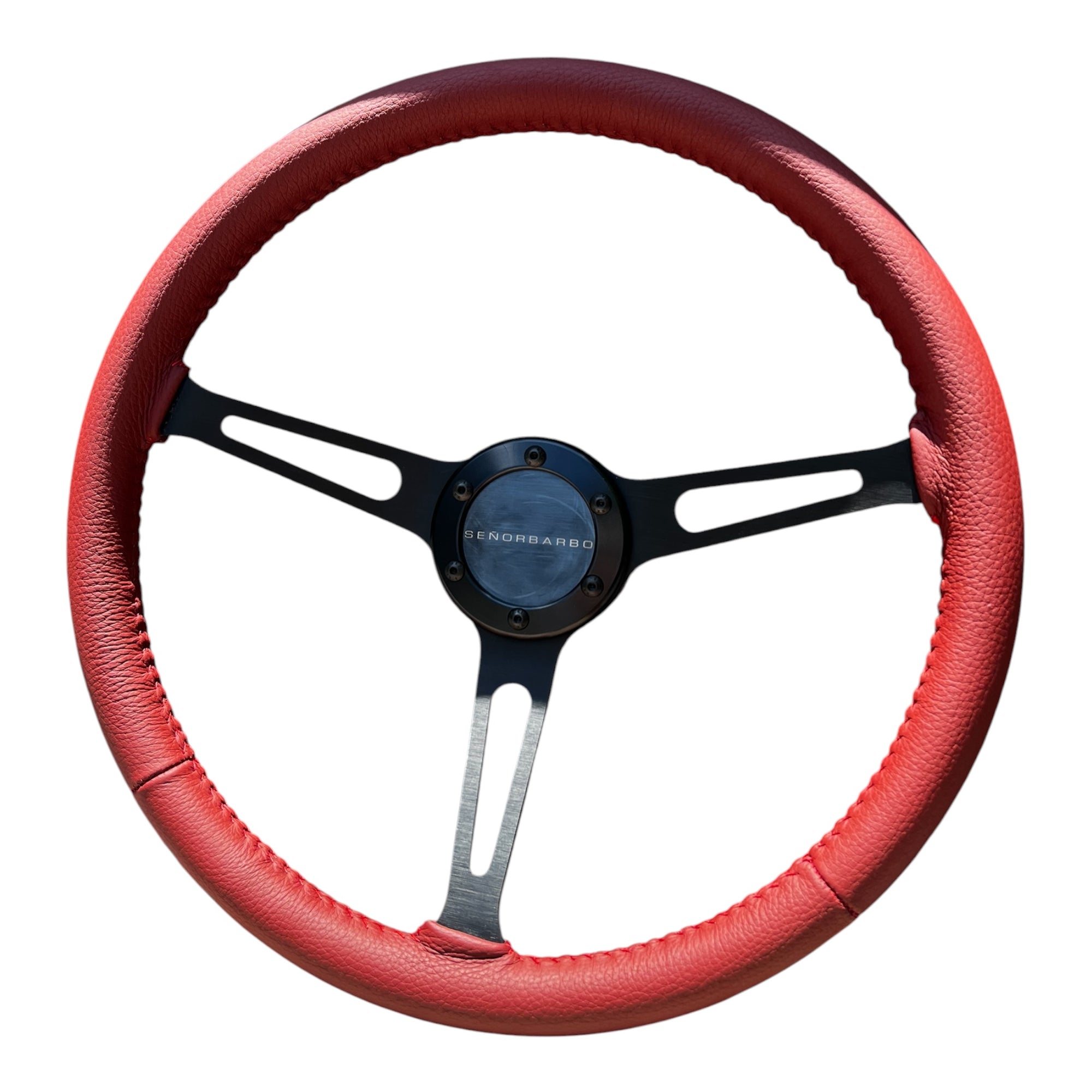 "Linares" - Customized Premium Real Leather - 15" Steering Wheel - (With Spline Boss &amp; Ring Kit)