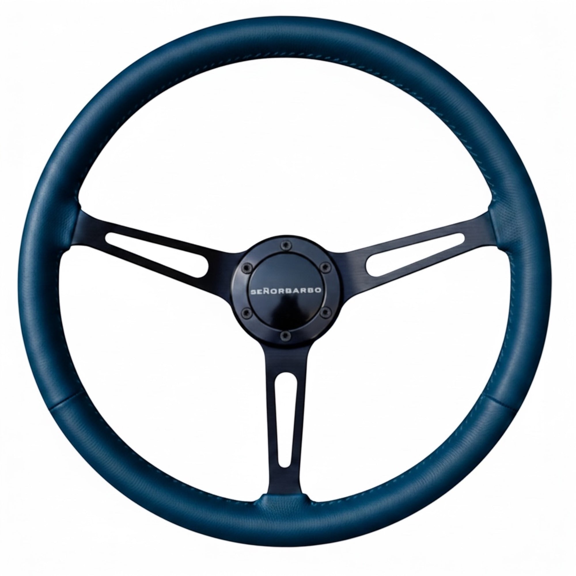 "Linares" - Customized Premium Real Leather - 15" Steering Wheel - (With Spline Boss &amp; Ring Kit)