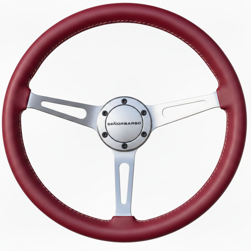 "Linares" - Customized Premium Real Leather - 15" Steering Wheel - (With Spline Boss &amp; Ring Kit)