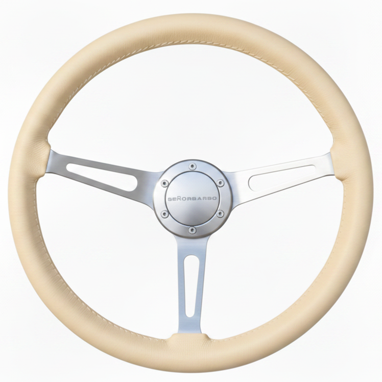 "Linares" - Customized Premium Real Leather - 15" Steering Wheel - (With Spline Boss &amp; Ring Kit)