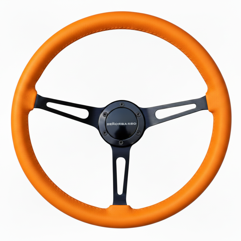 "Linares" - Customized Premium Real Leather - 15" Steering Wheel - (With Spline Boss &amp; Ring Kit)