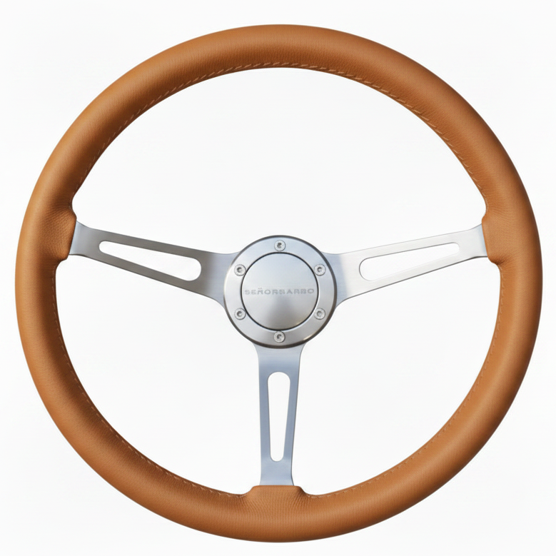"Linares" - Customized Premium Real Leather - 15" Steering Wheel - (With Spline Boss &amp; Ring Kit)