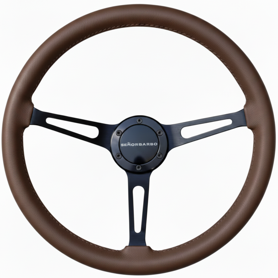 "Linares" - Customized Premium Real Leather - 15" Steering Wheel - (With Spline Boss &amp; Ring Kit)