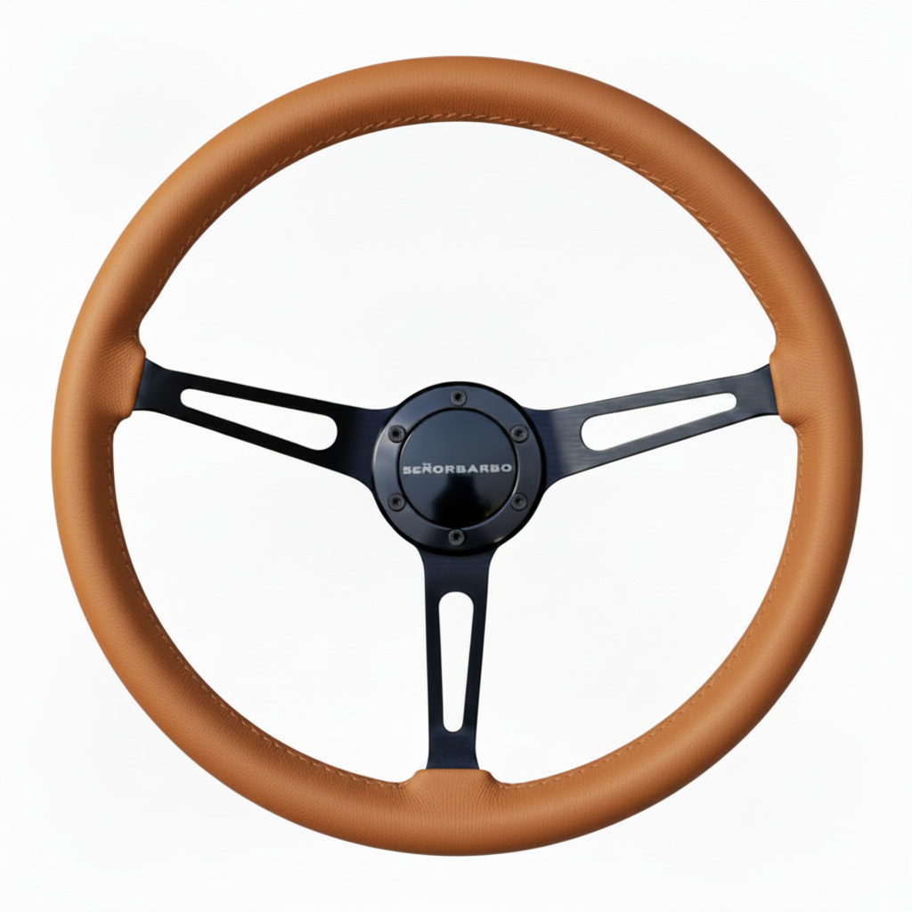 "Linares" - Customized Premium Real Leather - 15" Steering Wheel - (With Spline Boss &amp; Ring Kit)