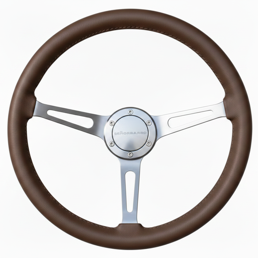 "Linares" - Customized Premium Real Leather - 15" Steering Wheel - (With Spline Boss &amp; Ring Kit)