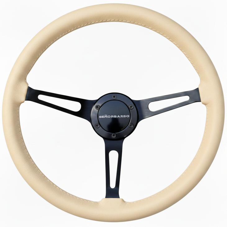"Linares" - Customized Premium Real Leather - 15" Steering Wheel - (With Spline Boss &amp; Ring Kit)