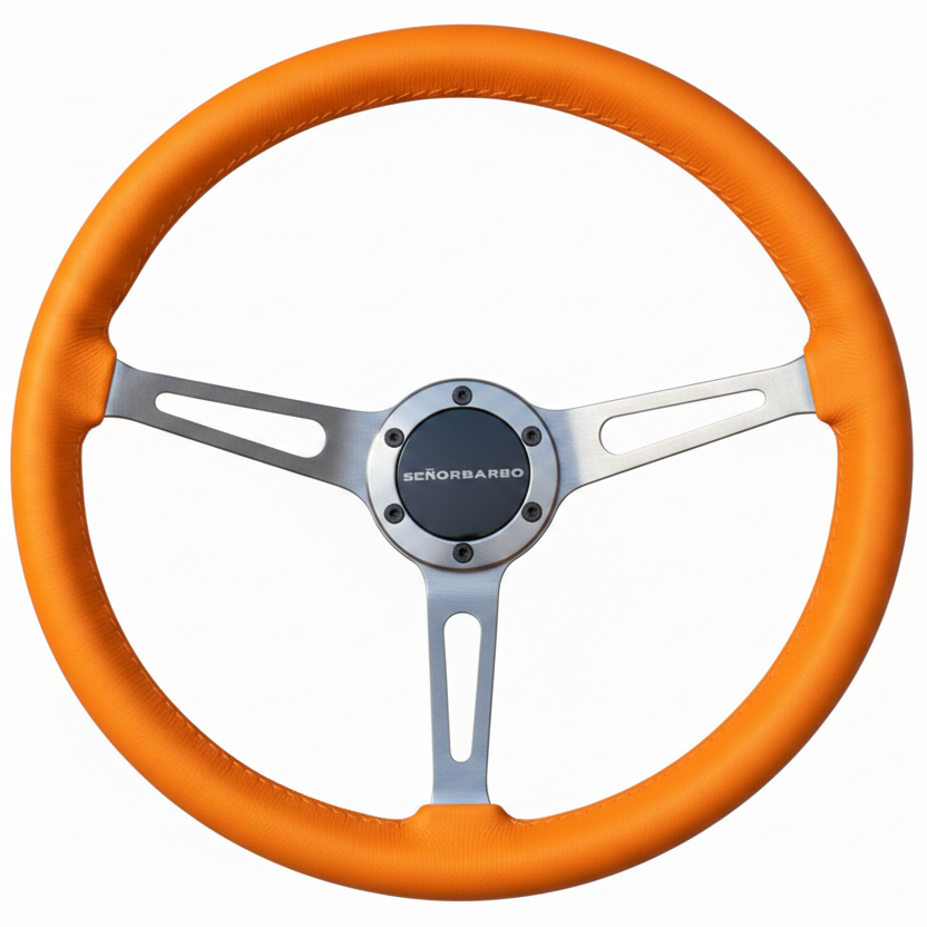 "Linares" - Customized Premium Real Leather - 15" Steering Wheel - (With Spline Boss &amp; Ring Kit)