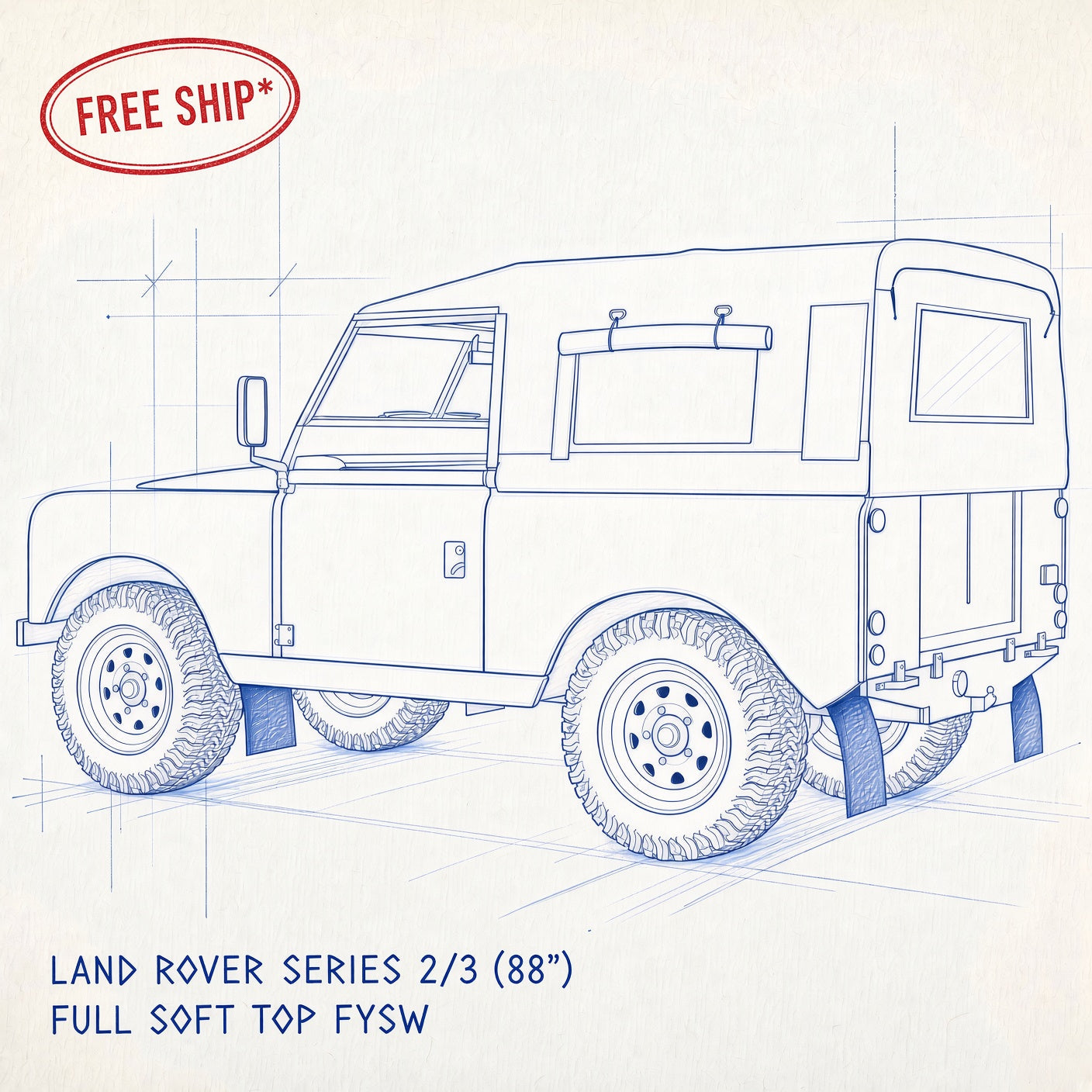 88" - Full Hood - With Side Windows & Blinds (FYSW) - Land Rover Series
