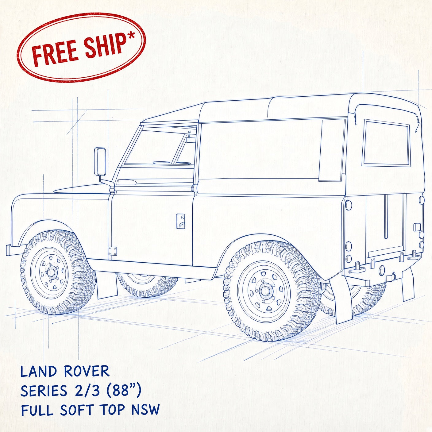 88"   Full Hood  NSW (No side windows) - Land Rover Series 2/3